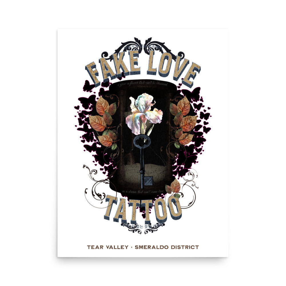 FAKE LOVE Tattoo Studio Print - white