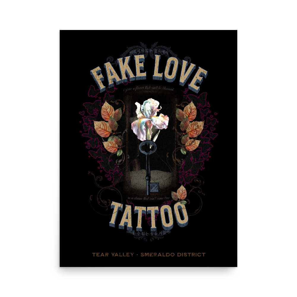 FAKE LOVE Tattoo Print- black
