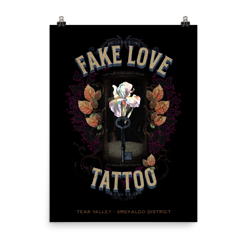 FAKE LOVE Tattoo Print- black