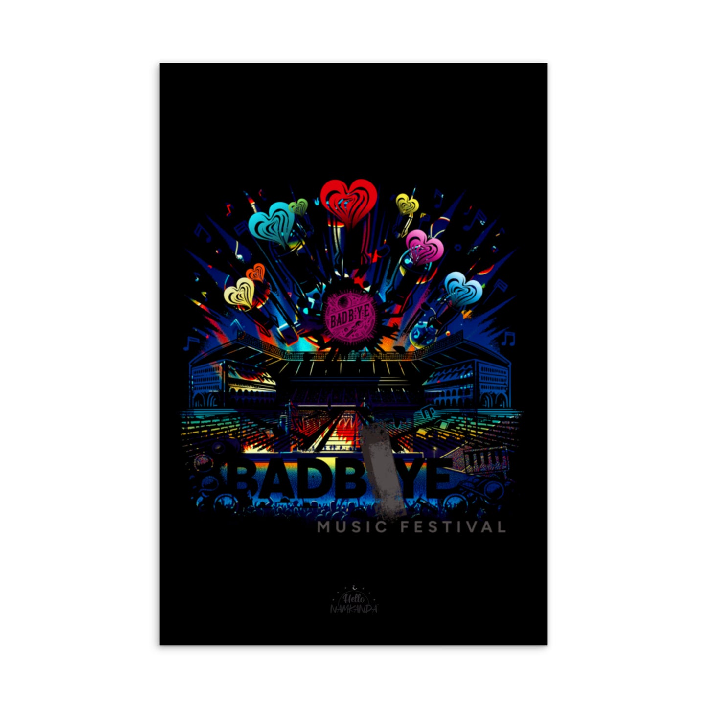 BadBye Music Festival Postcard - Hearts ver.