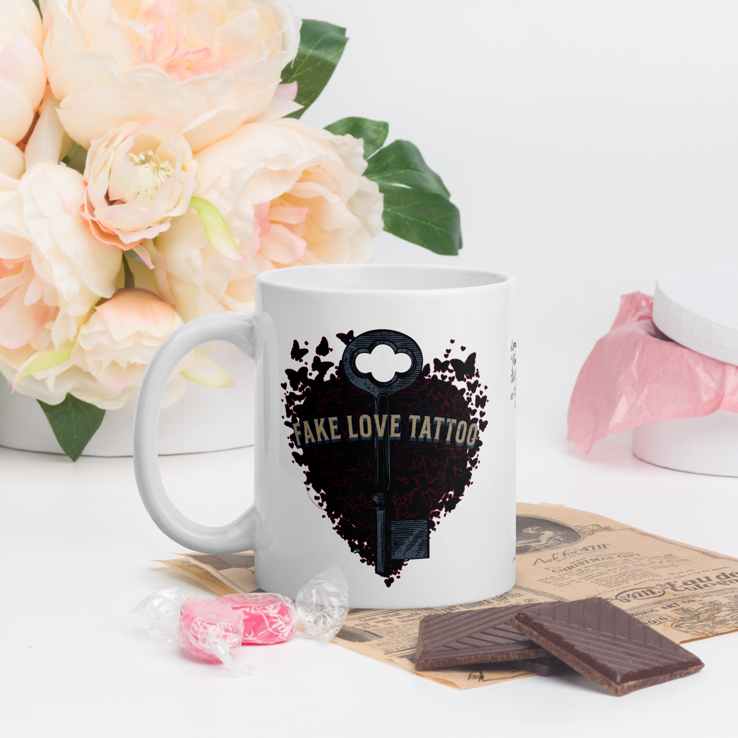 Fake Love Tattoo - White Mug